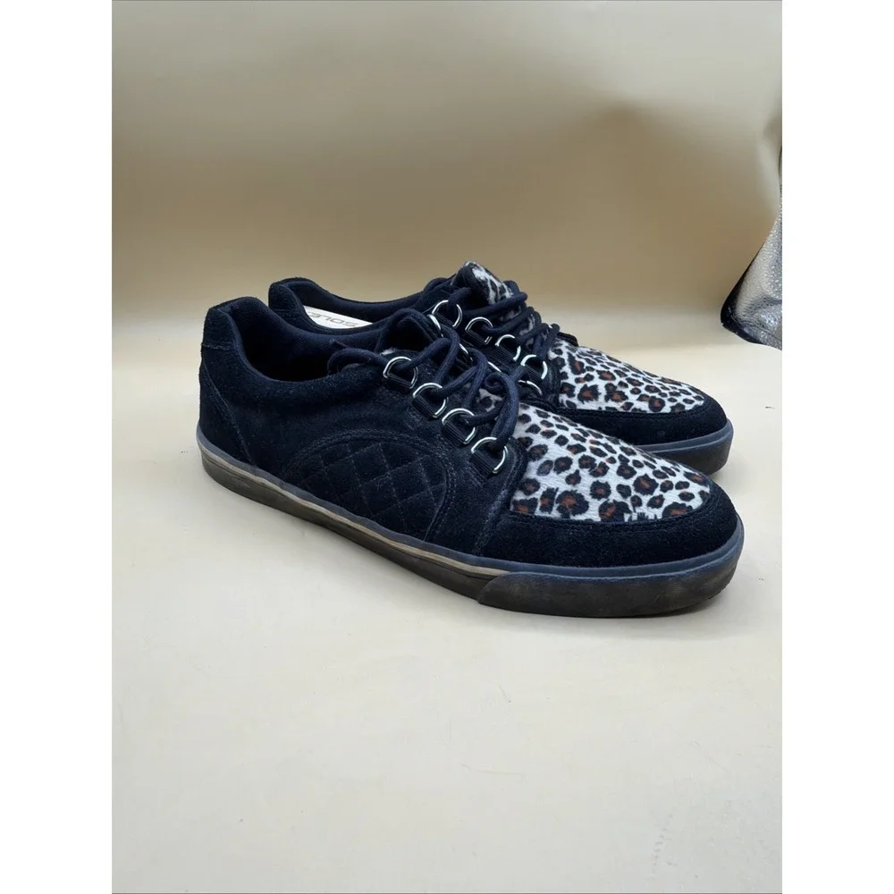 T.U.K. - Creeper Black Leopard/Canvas Upper - Girl Shoes Size 10M